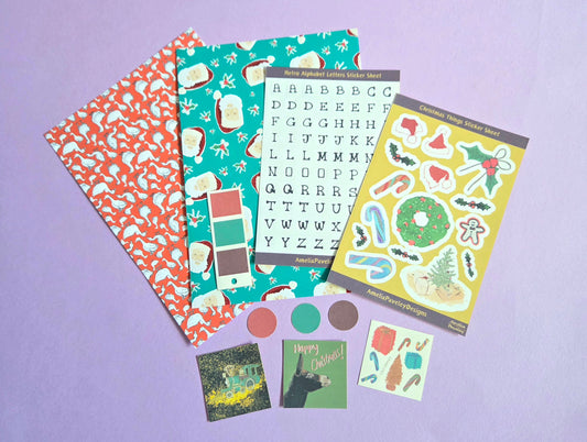 Christmas Vintage Festive Junk Journal Kit MADE TO ORDER | Holiday Scrapbooking & Sticker Set