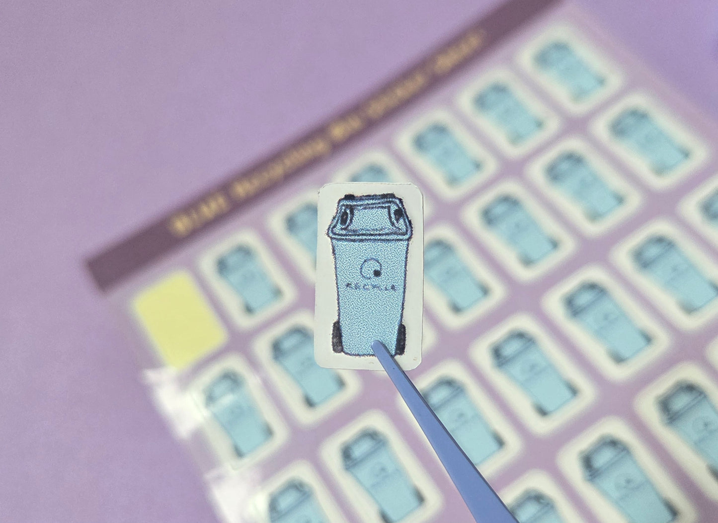 Blue Recycling Bin Planner Stickers – Waste Collection Reminder Sheet