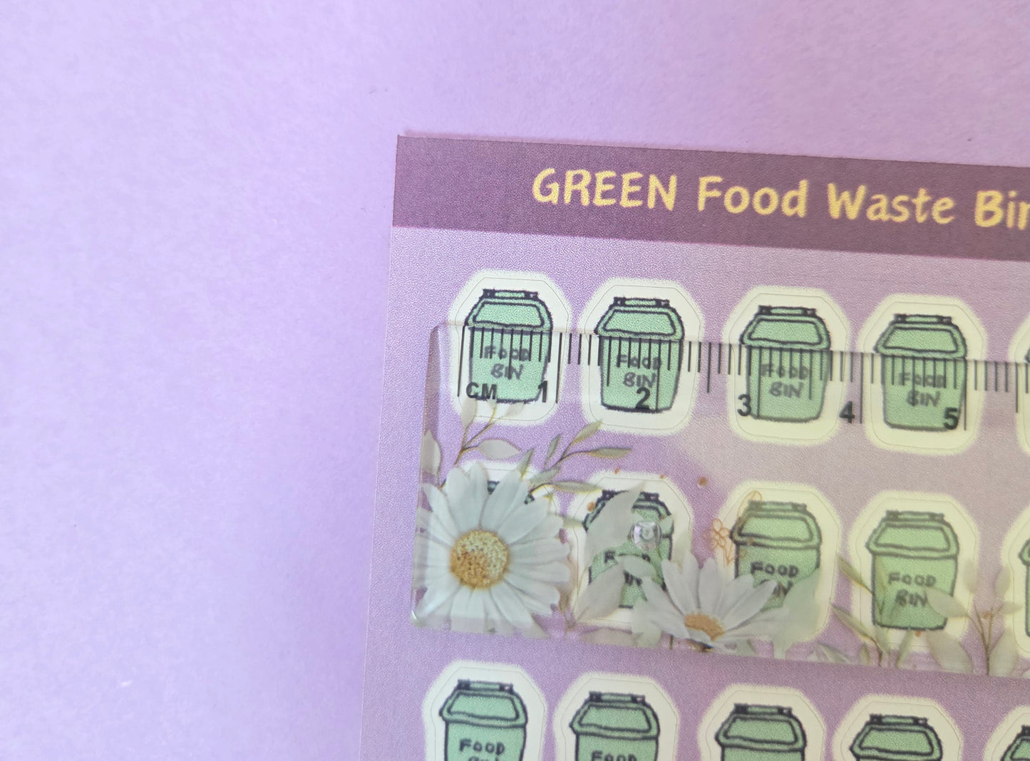 Green Food Waste Bin Planner Stickers – Kitchen Waste Collection Reminder Sheet