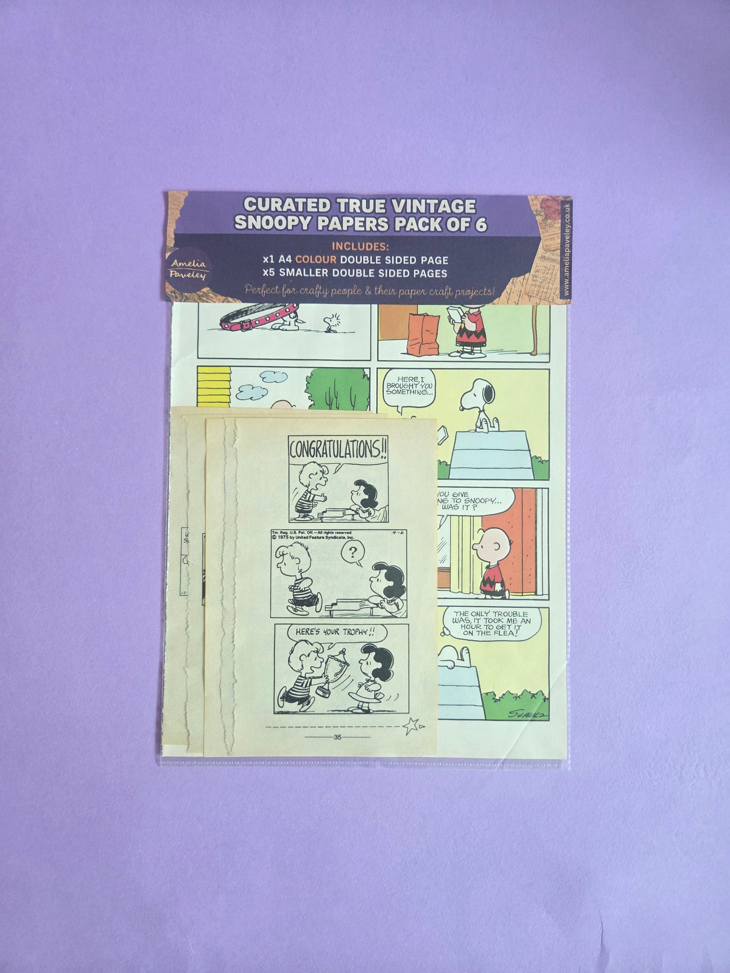 True Vintage Snoopy & Peanuts Paper Pack of 6 | Junk Journal Ephemera 04