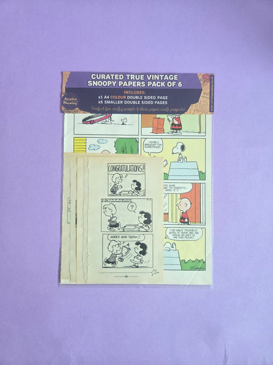 True Vintage Snoopy & Peanuts Paper Pack of 6 | Junk Journal Ephemera 04