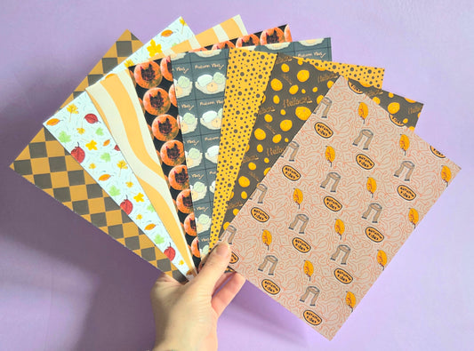 Autumn Halloween Scrap Paper Pack – A5 Seasonal Junk Journal & Scrapbooking Papers (Set of 8)