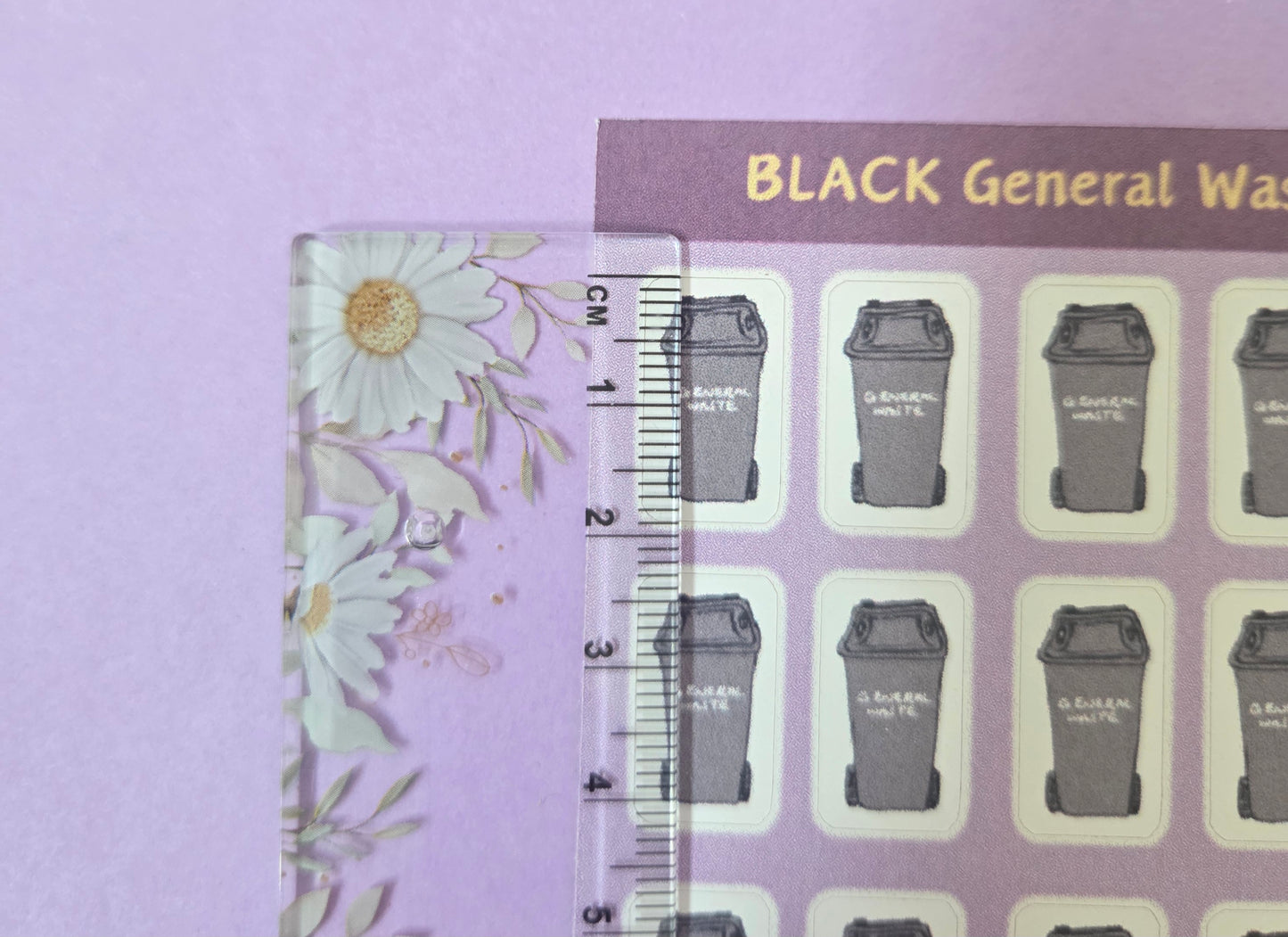 Black General Waste Bin Planner Stickers – Rubbish Collection Reminder Sheet