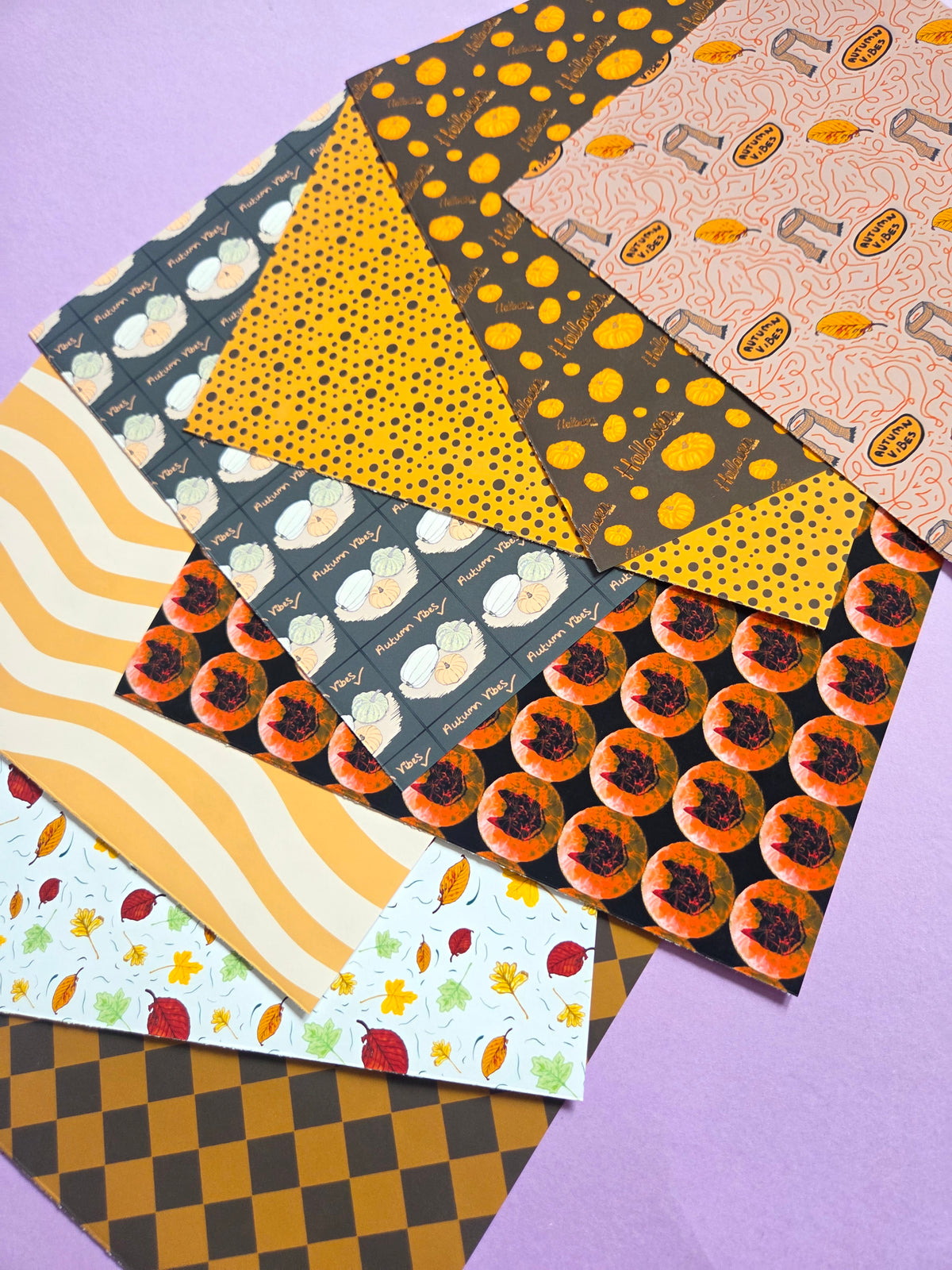 Autumn Halloween Scrap Paper Pack – A5 Seasonal Junk Journal & Scrapbooking Papers (Set of 8)