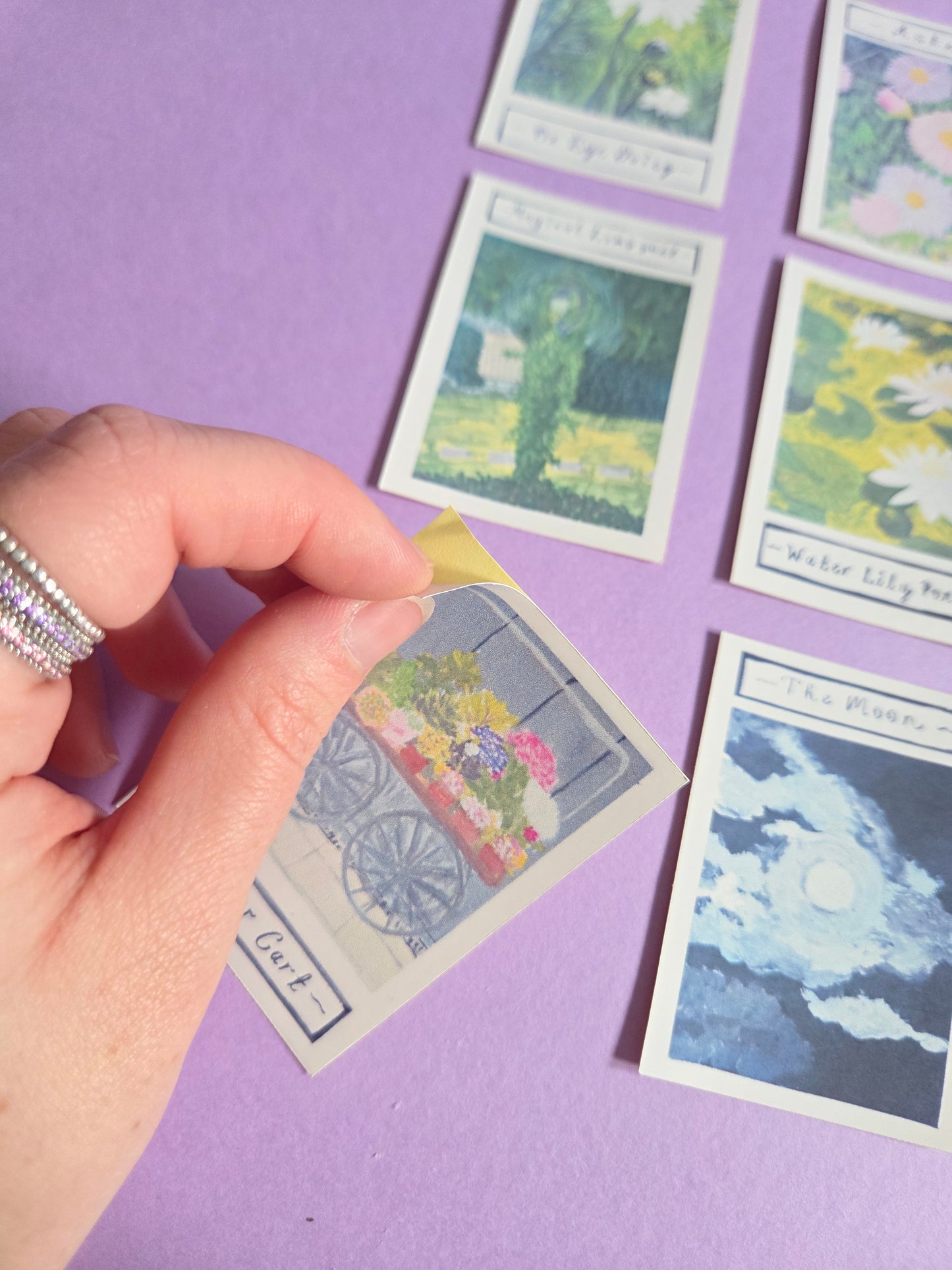 Mini Nature Art Sticker Collection – 9 Gouache Paint Designs | Floral & sky themes to collect