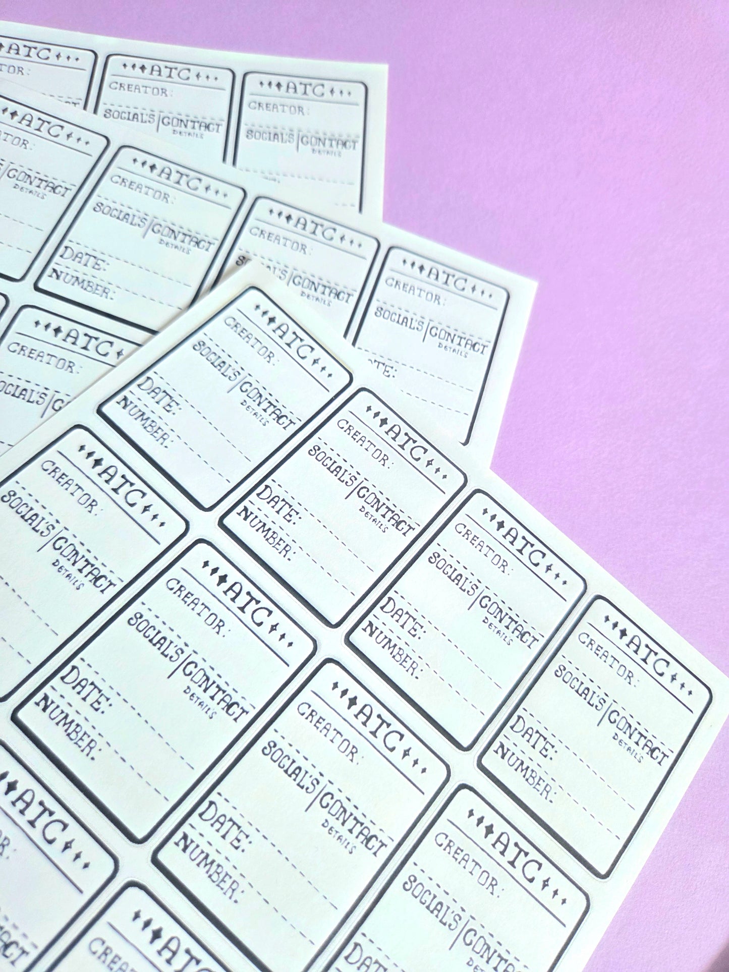 ATC Artist Trading Card Sticker Labels PACK OF 3 (48 Matte Peel & Stick Backing Labels) Junk Journal, Mixed Media & Artist Info Stickers