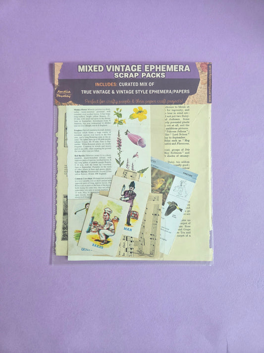 Curated Mixed Vintage Ephemera Scrap Pack 03