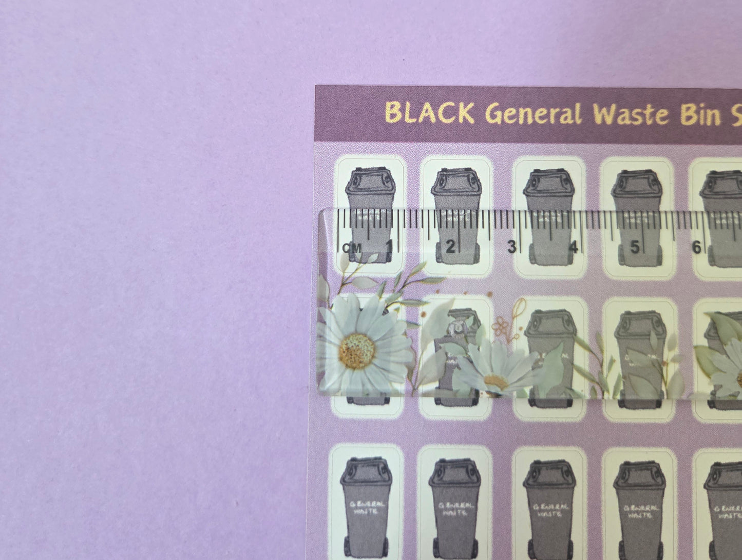 Black General Waste Bin Planner Stickers – Rubbish Collection Reminder Sheet