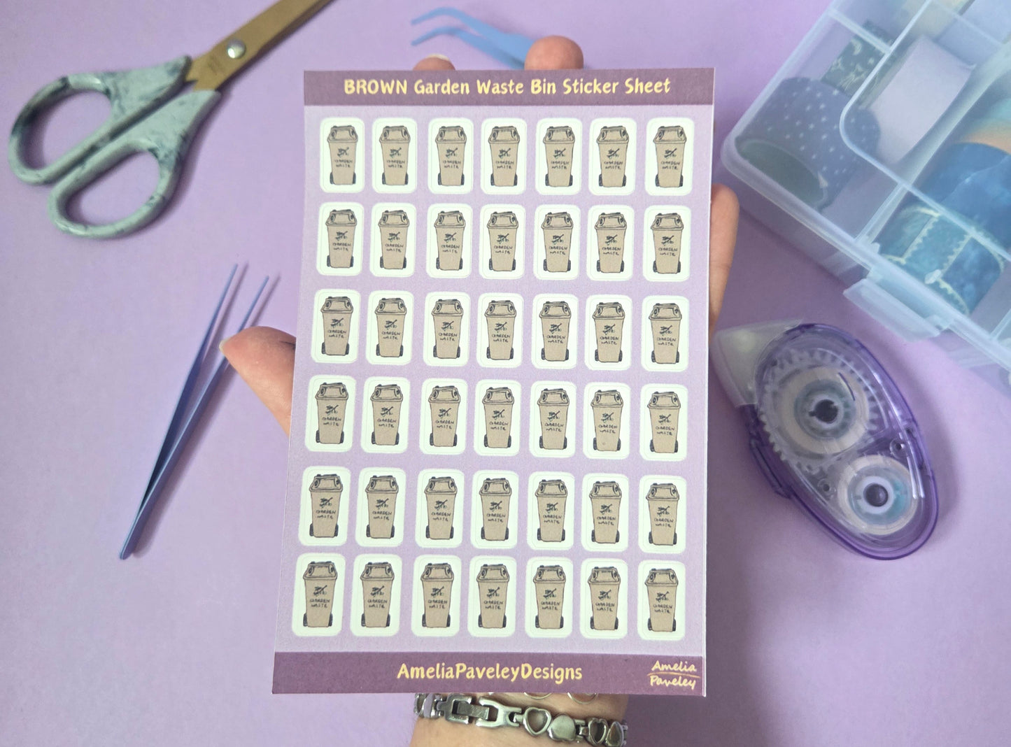 Brown Garden Waste Bin Planner Stickers – Garden Rubbish Collection Reminder Sheet