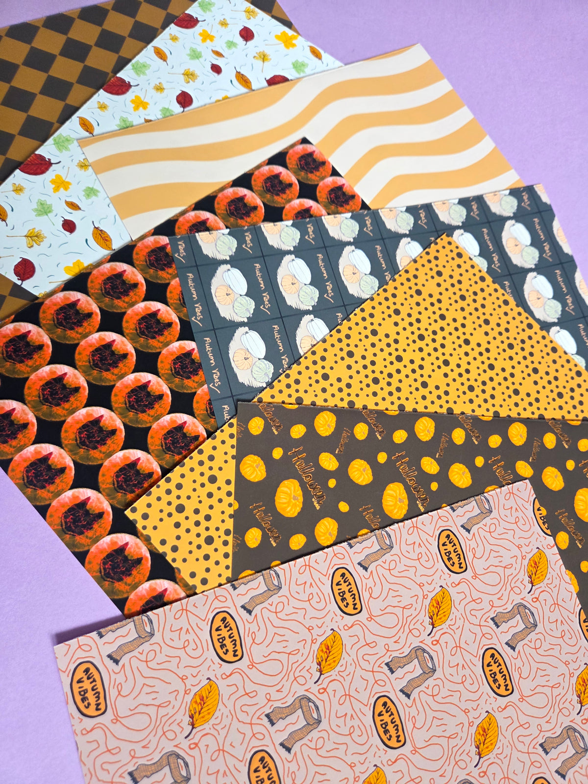 Autumn Halloween Scrap Paper Pack – A5 Seasonal Junk Journal & Scrapbooking Papers (Set of 8)