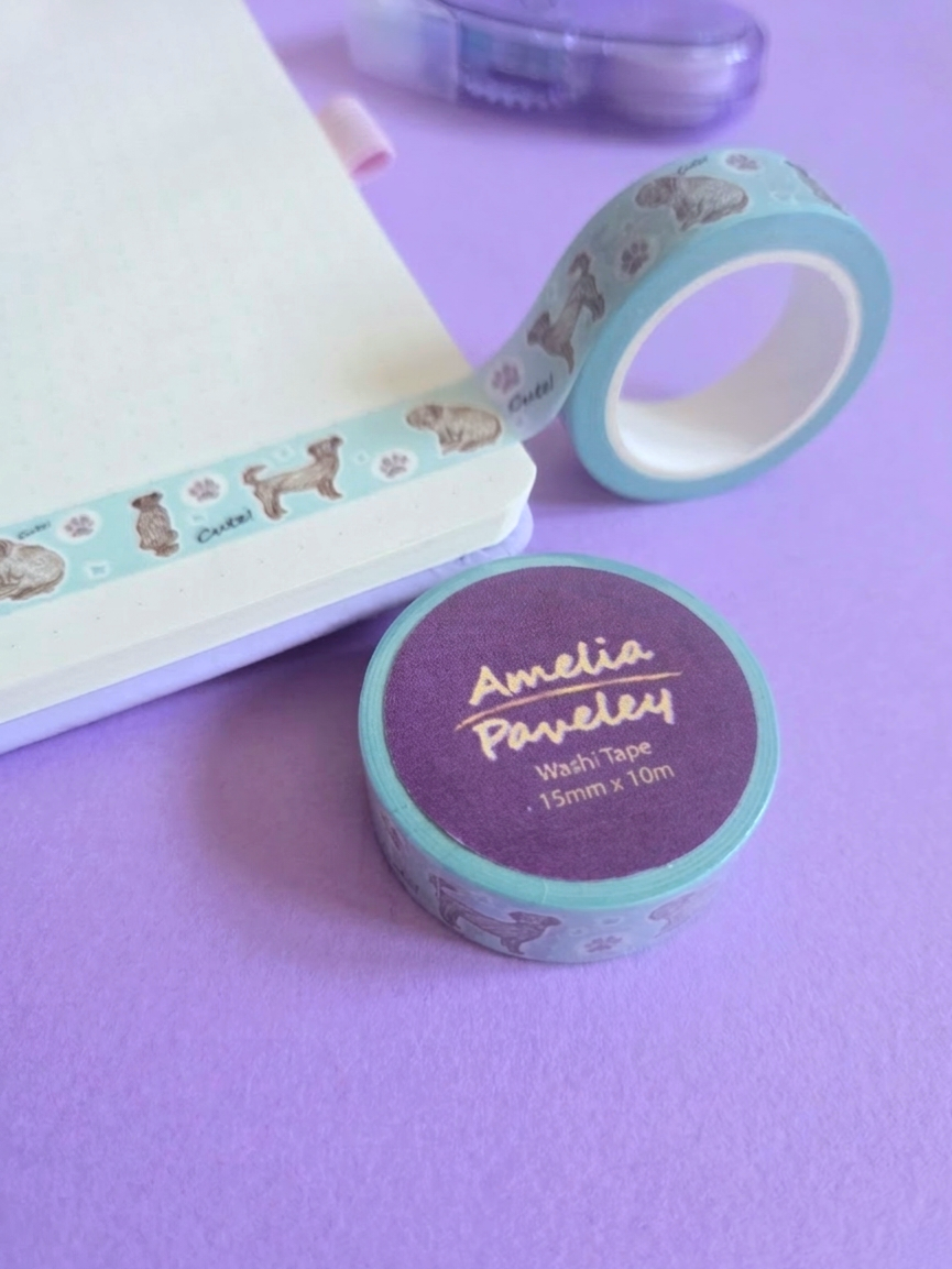 Fluffy cute dog washi tape 15mm x 10m