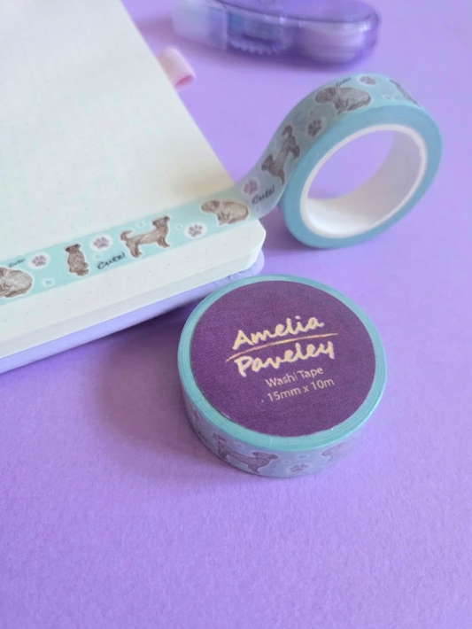 Fluffy cute dog washi tape 15mm x 10m