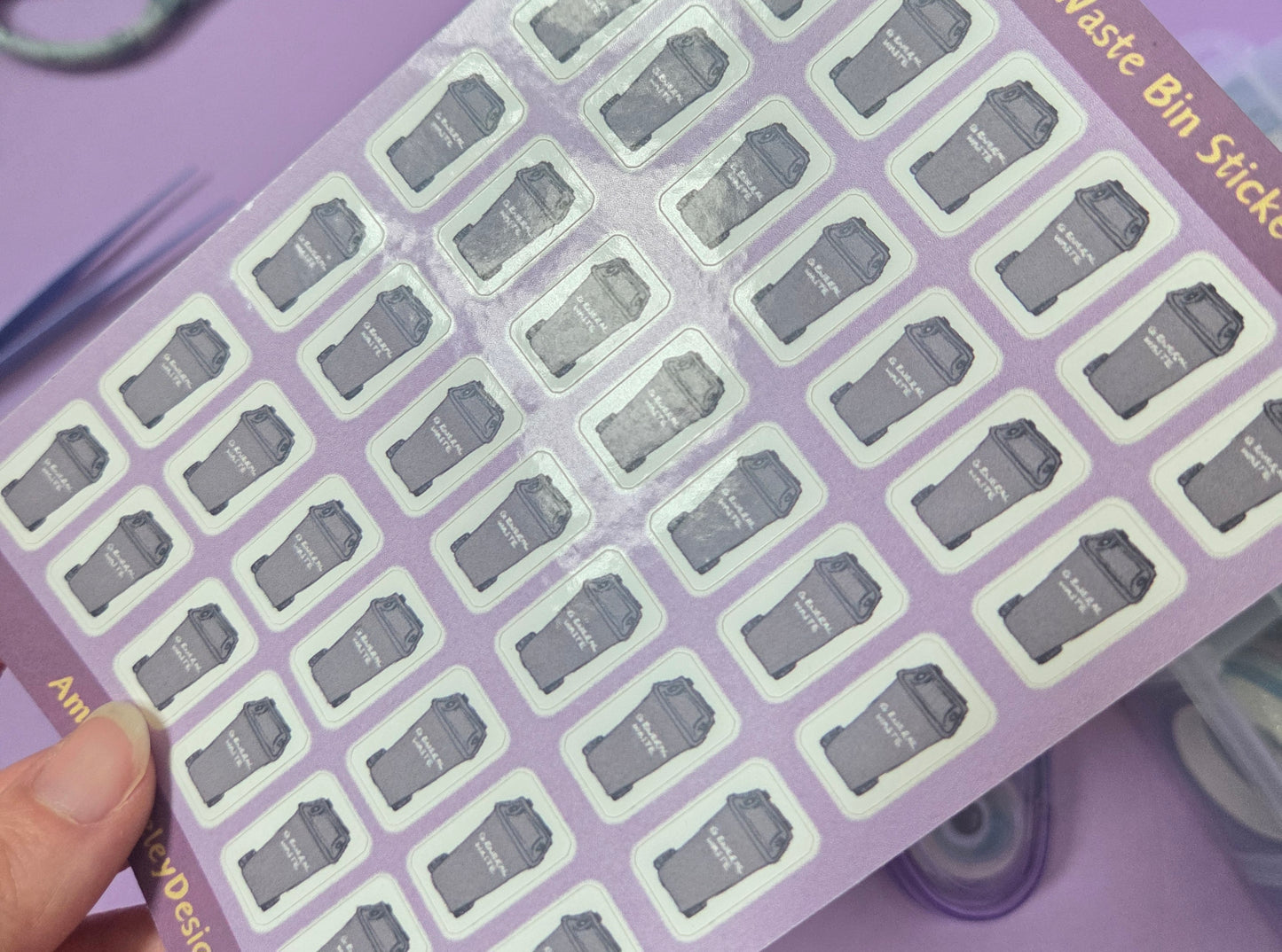 Black General Waste Bin Planner Stickers – Rubbish Collection Reminder Sheet