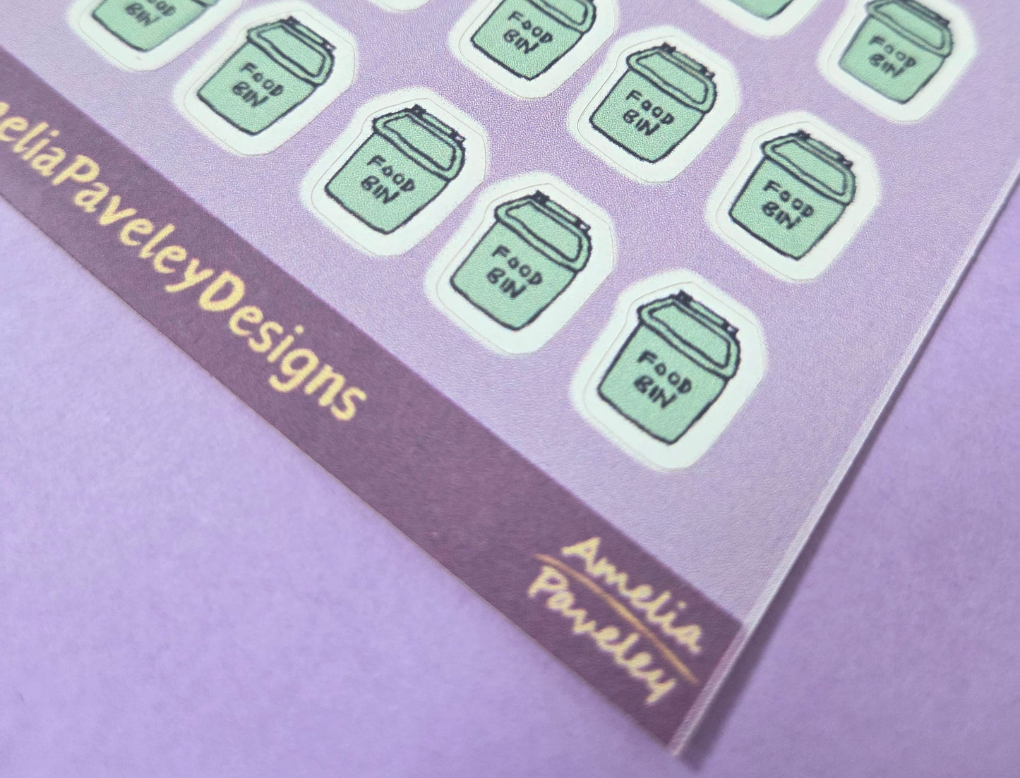 Green Food Waste Bin Planner Stickers – Kitchen Waste Collection Reminder Sheet