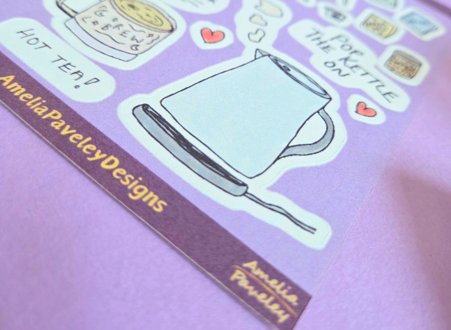 Tea and Coffee Sticker Sheet | Cute Hand Drawn Kettle and Mug Stickers | Planner Stickers, Journal Stickers, Cozy Stationery Gift