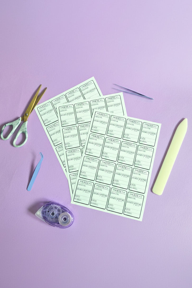 ATC Artist Trading Card Sticker Labels PACK OF 3 (48 Matte Peel & Stick Backing Labels) Junk Journal, Mixed Media & Artist Info Stickers
