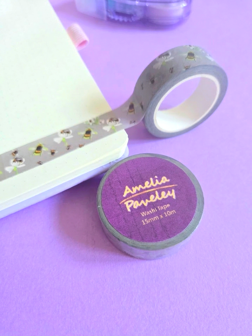 Bees print washi tape 15mm x 10m