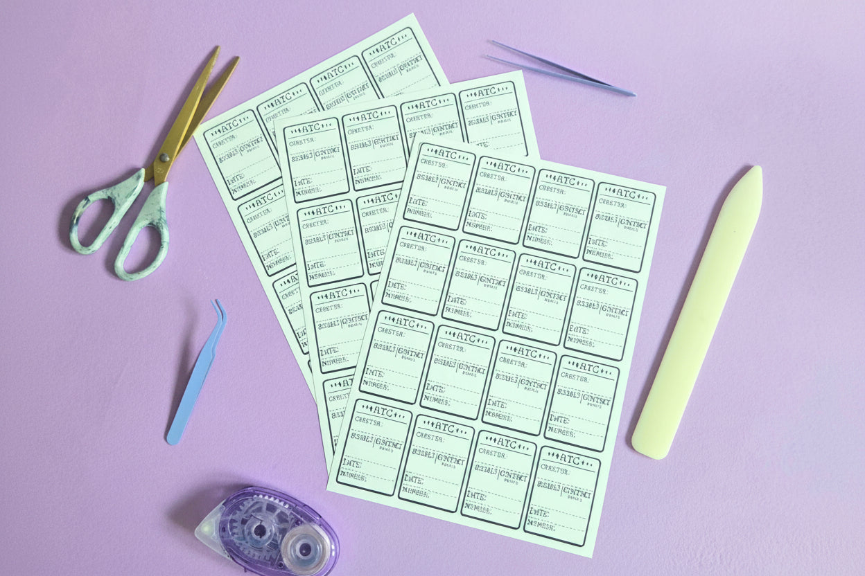 ATC Artist Trading Card Sticker Labels PACK OF 3 (48 Matte Peel & Stick Backing Labels) Junk Journal, Mixed Media & Artist Info Stickers