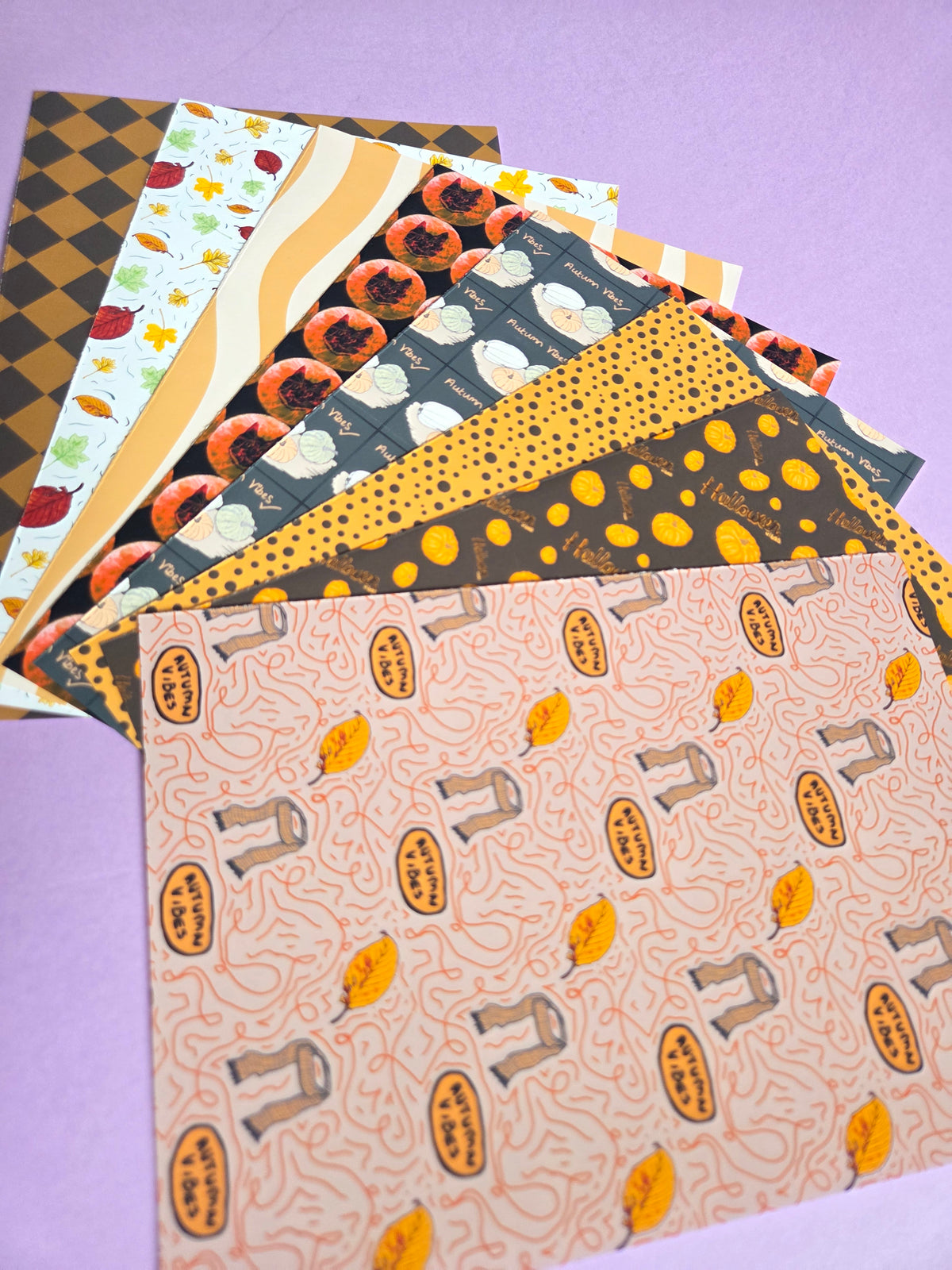Autumn Halloween Scrap Paper Pack – A5 Seasonal Junk Journal & Scrapbooking Papers (Set of 8)