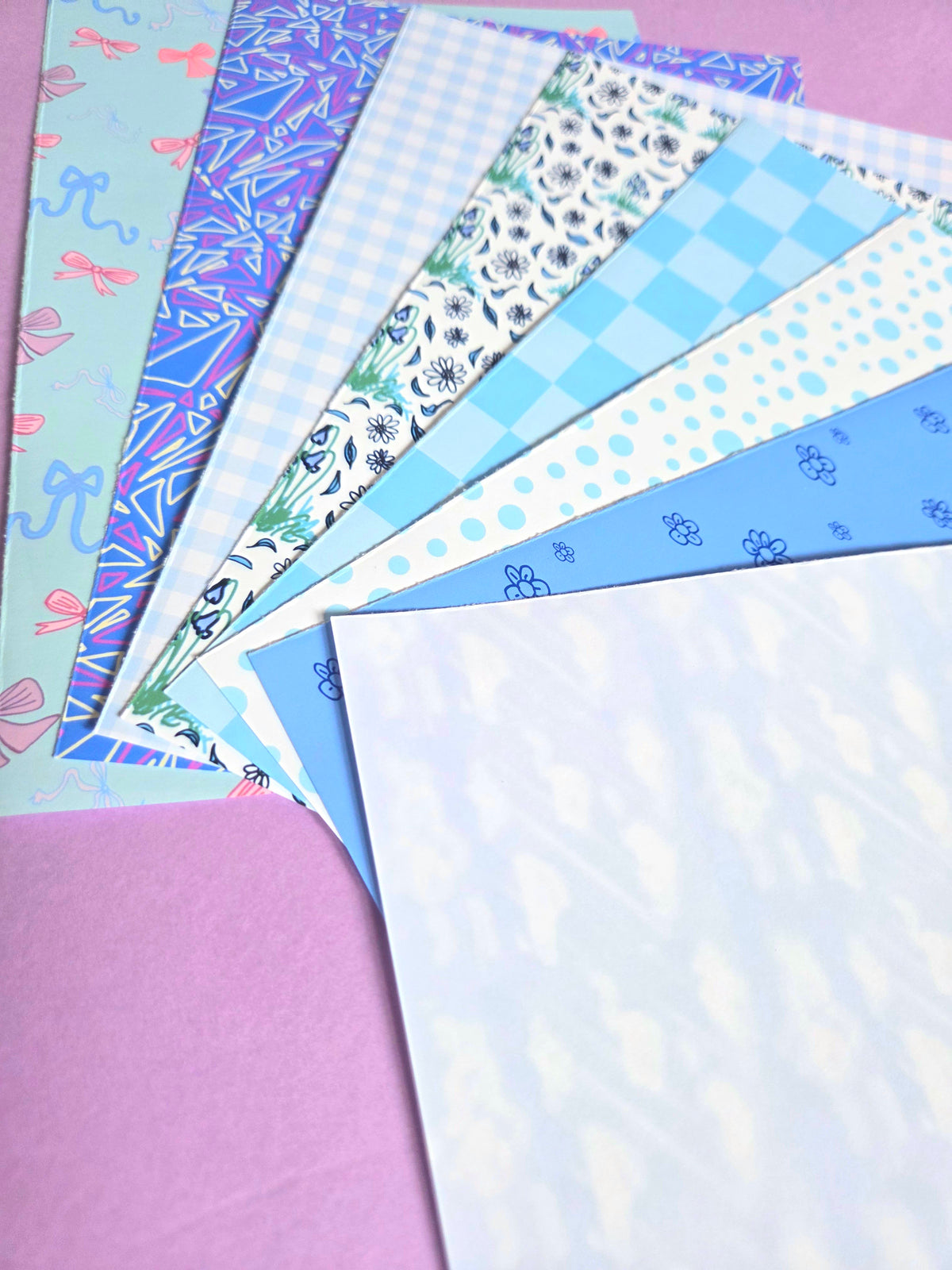 Blue Floral Scrap Paper Pack – A5 Soft Blue Aesthetic Junk Journal & Scrapbooking Papers (Set of 8)