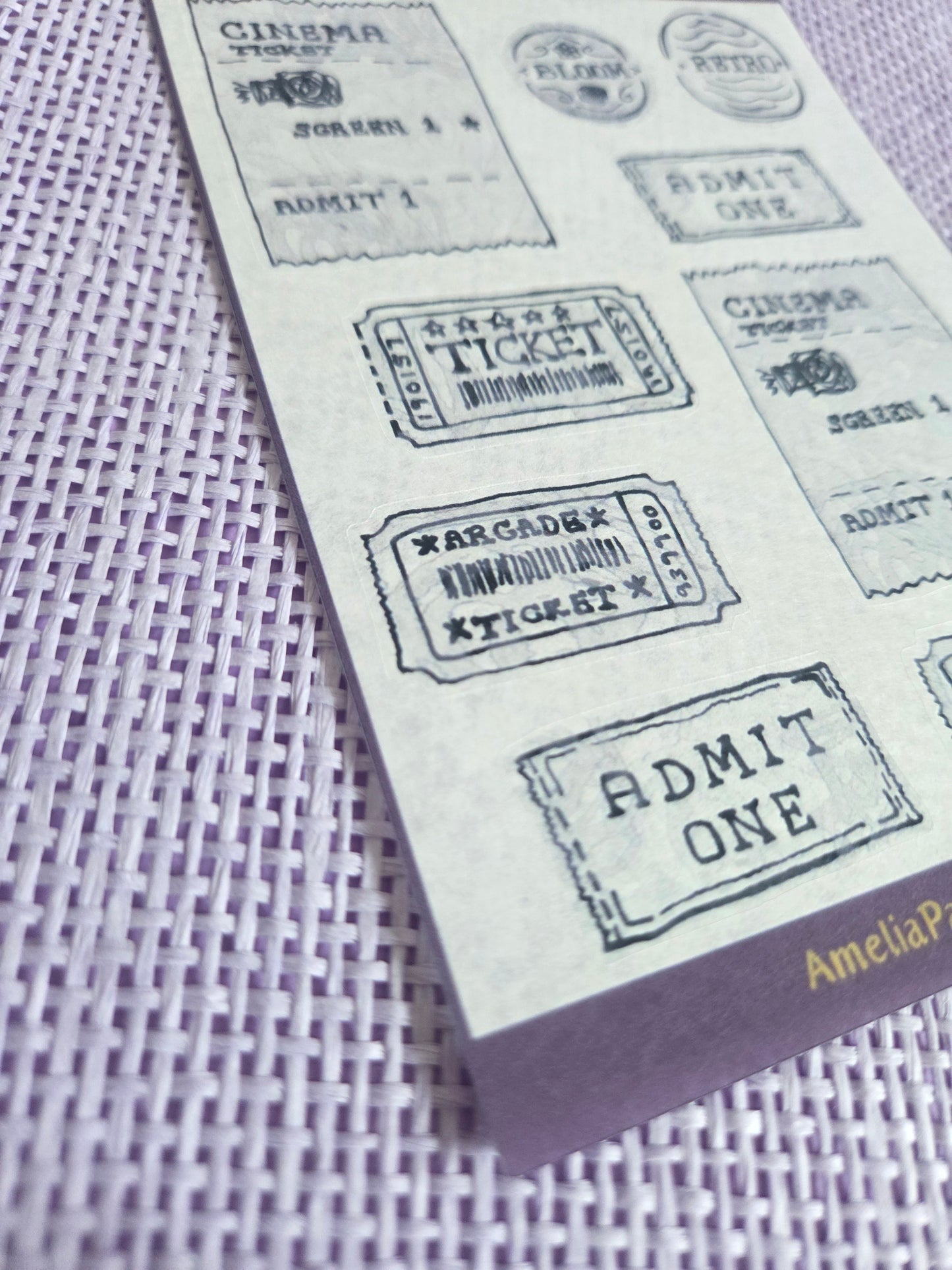 Vintage Style Ticket Sticker Sheet | Cinema & Retro Tickets | Junk Journal & Scrapbooking Stickers