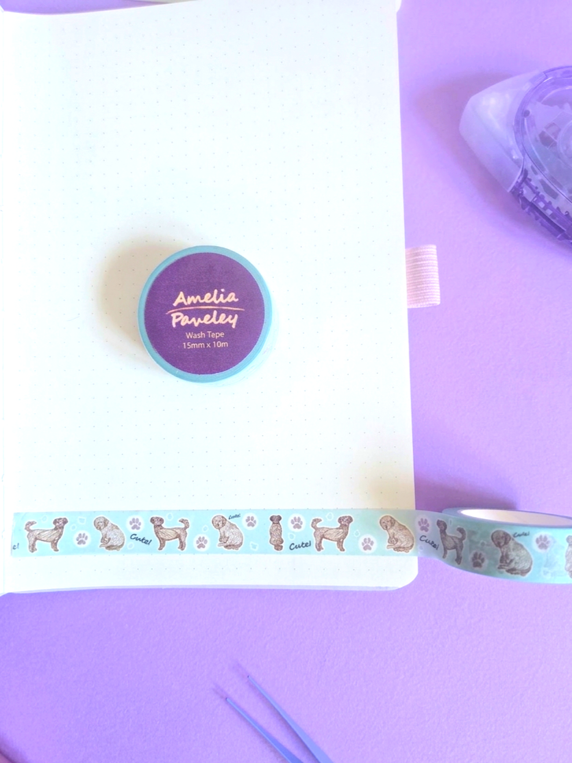 Fluffy cute dog washi tape 15mm x 10m
