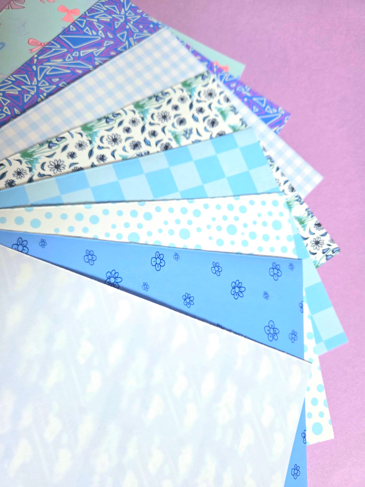 Blue Floral Scrap Paper Pack – A5 Soft Blue Aesthetic Junk Journal & Scrapbooking Papers (Set of 8)