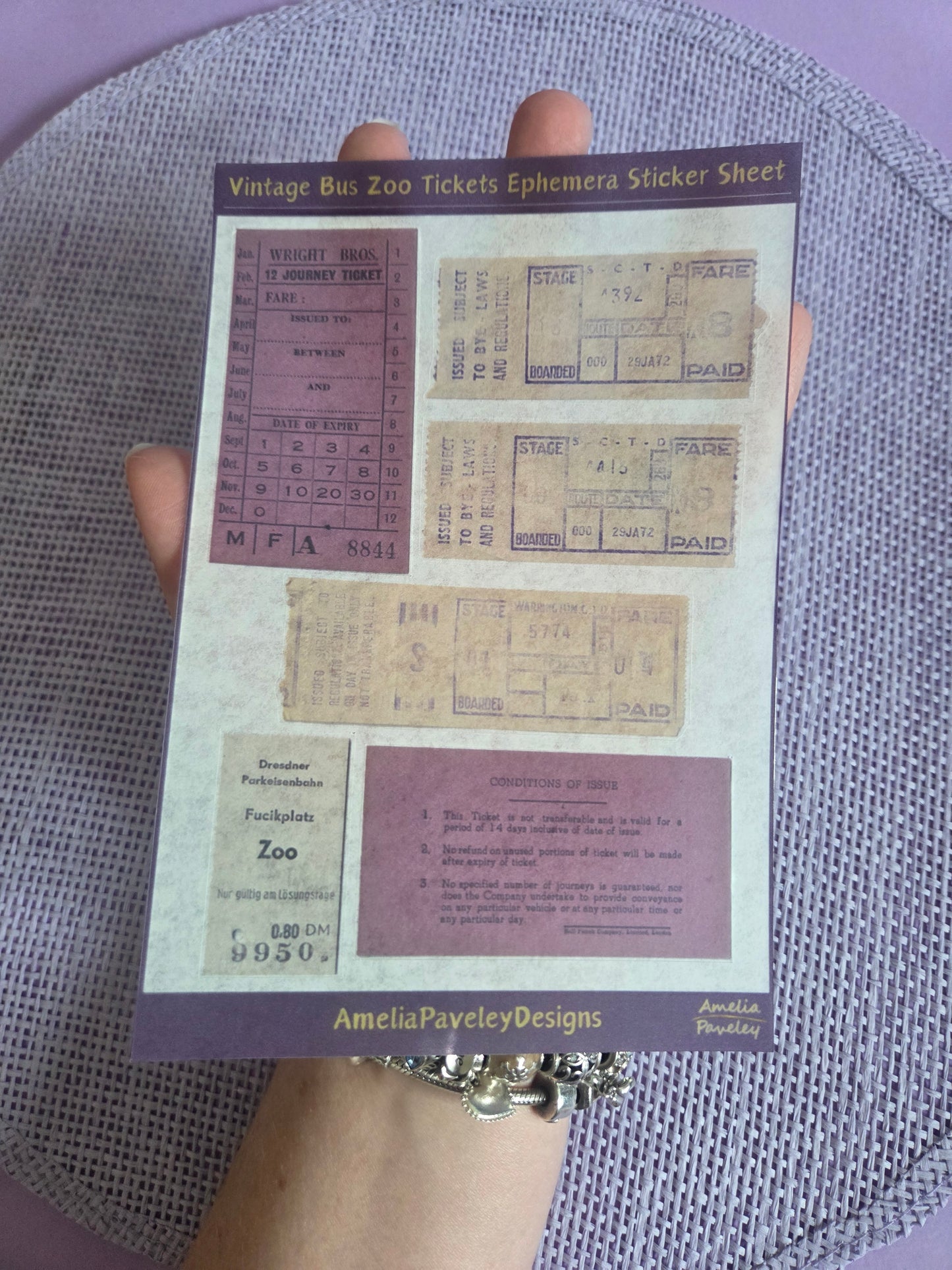 Vintage Bus & Zoo Ticket Washi Effect Sticker Sheet | Vintage Ephemera | Junk Journal & Scrapbooking