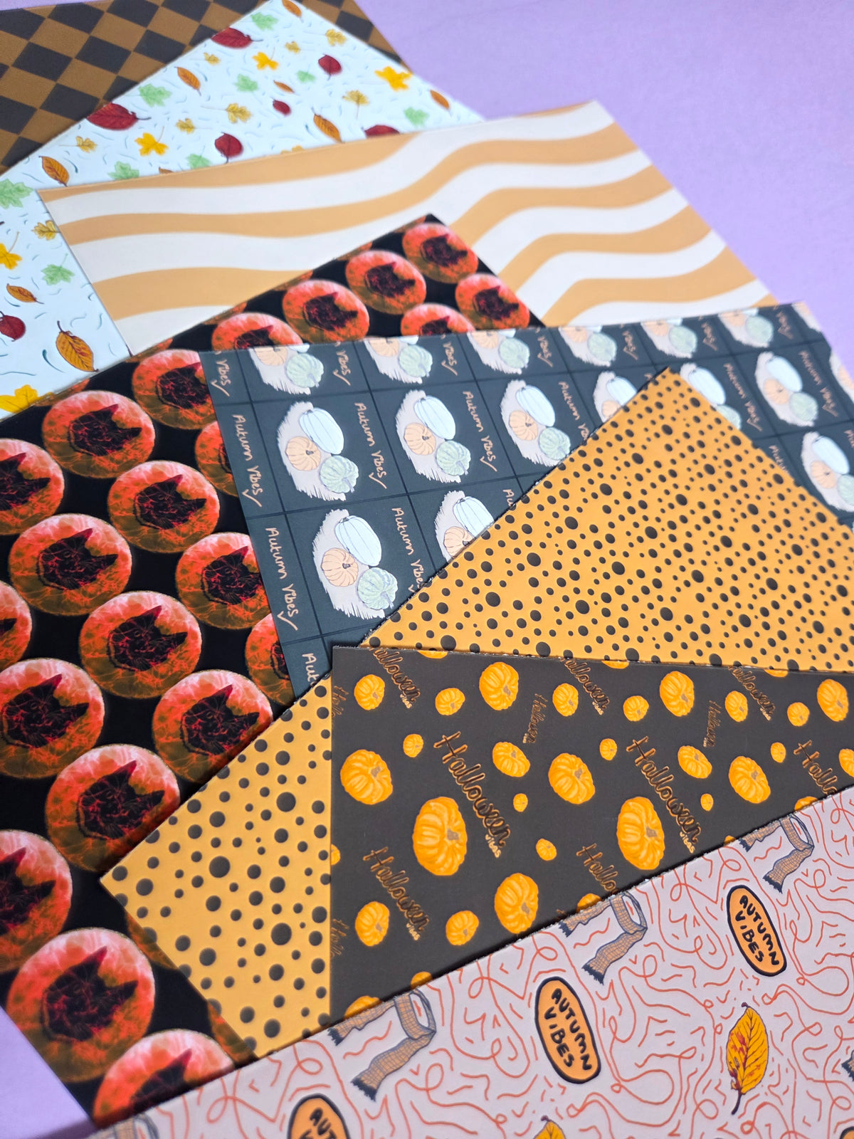 Autumn Halloween Scrap Paper Pack – A5 Seasonal Junk Journal & Scrapbooking Papers (Set of 8)