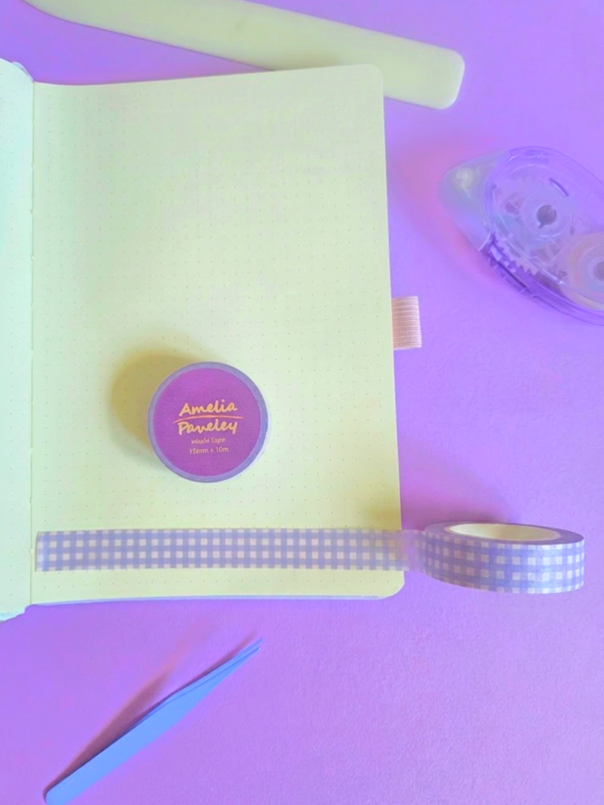 Lilac gingham washi tape 15mm x 10m