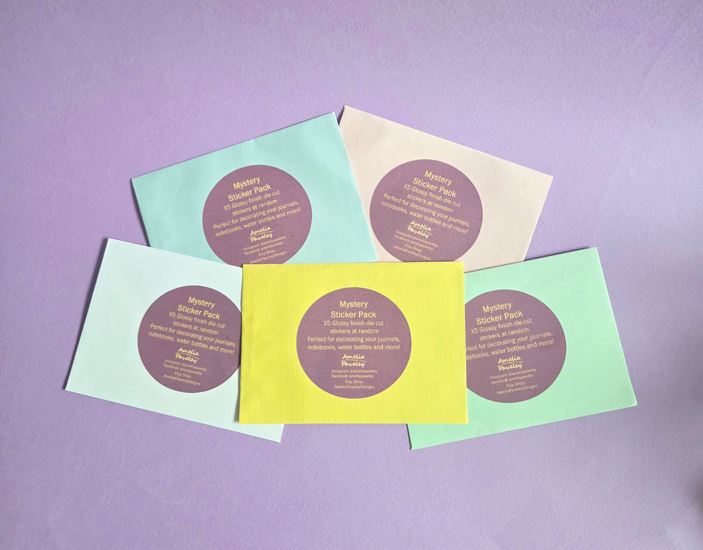 Mini Sticker Mystery Pack | Cute Pastel Stationery Surprise | Mixed Die Cut Stickers, Journal Stickers, Scrapbook Stickers