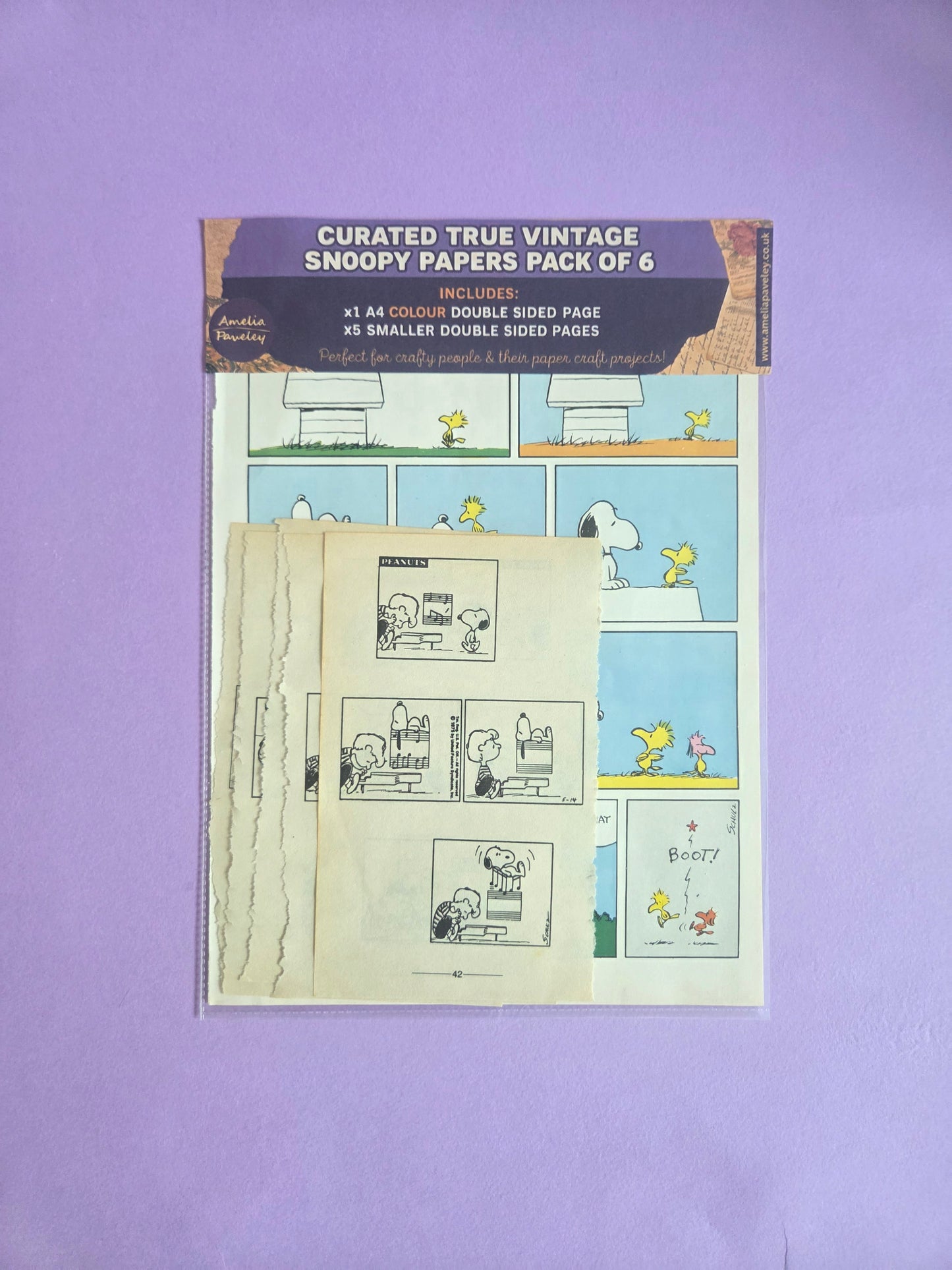True Vintage Snoopy & Peanuts Paper Pack of 6 | Junk Journal Ephemera 03
